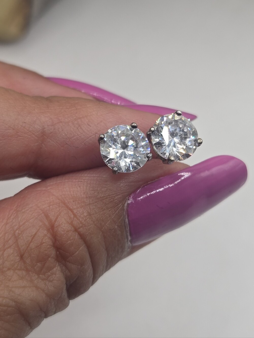 Classic Round CZ Stud Earrings in Sterling Silver - Clear Sparkle